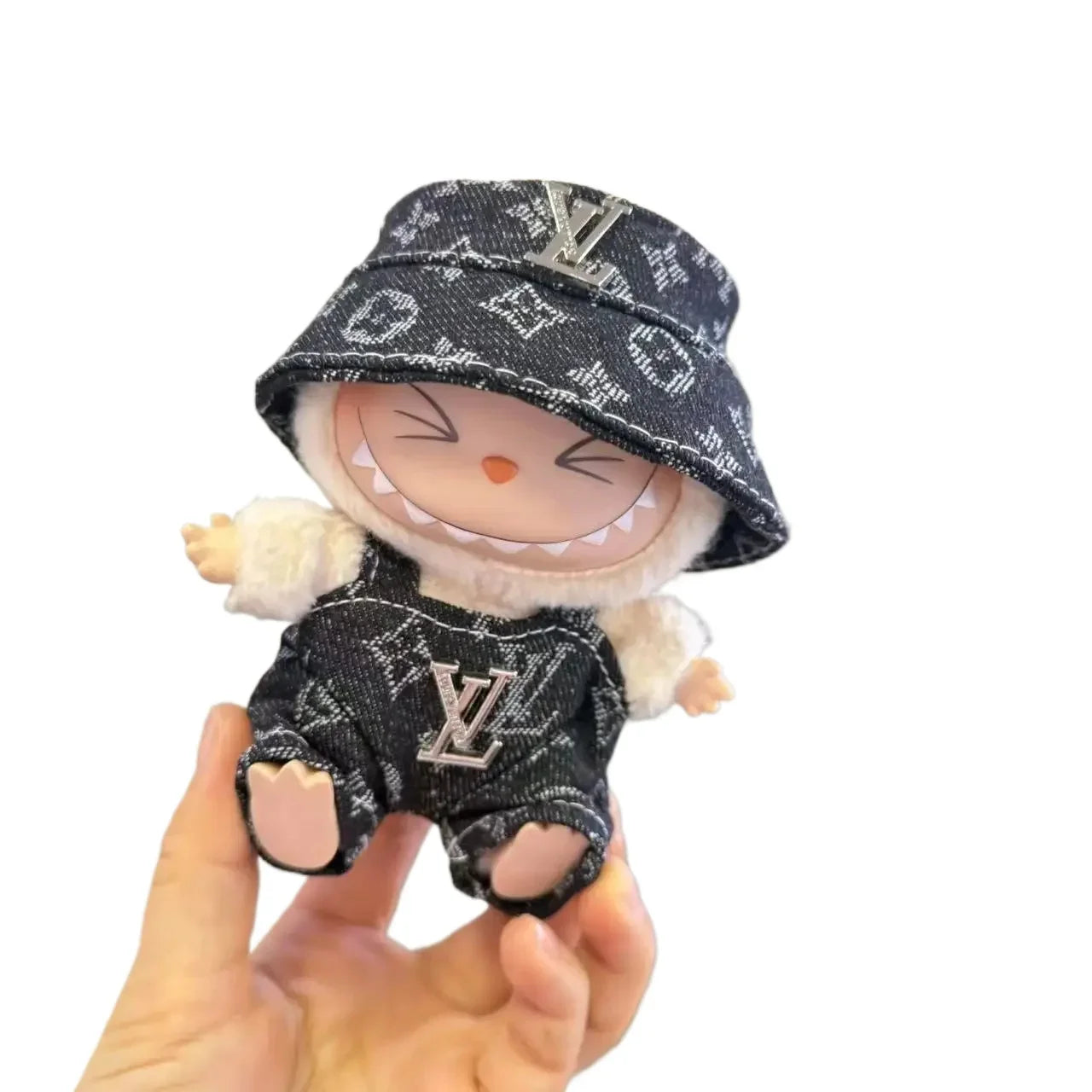 * Labubu V3 Ubranka dla Lalki DIY Akcesoria do Makaroników Siedzącego na Impr Rybacki Ogrodniczki i Spodnie Garnitur Lalka Labbubu