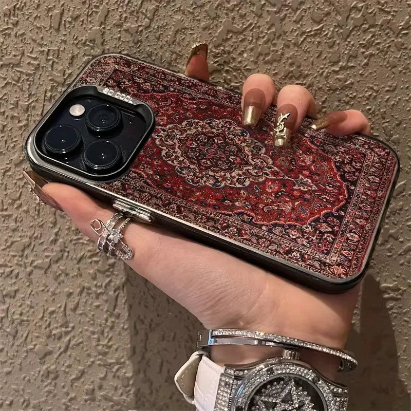 Coque de téléphone pour iPhone 16 15 13 11 12 14 Pro Max X XS XR SE 2022 7 8 13 16 Plus Motifs ethniques rétro américains nordiques
