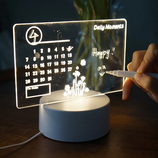 Veilleuse LED créative avec panneau de notes, USB, réinscriptible, lumière douce et chaude, idéale pour les enfants et les petites amies