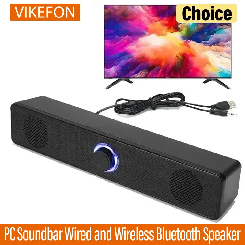 Barre de son PC filaire et sans fil Bluetooth, haut-parleur alimenté par USB pour téléviseur, ordinateur portable, jeux, cinéma maison, système audio surround