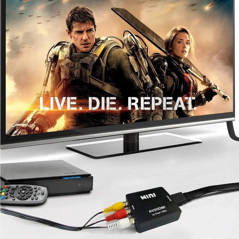 HD 1080P RCA AV to HDMI Converter Mini AV to HDMI RCA Composite CVBS Video Audio Adapter for PS2/3 VCR DVD to TV with USB Cable