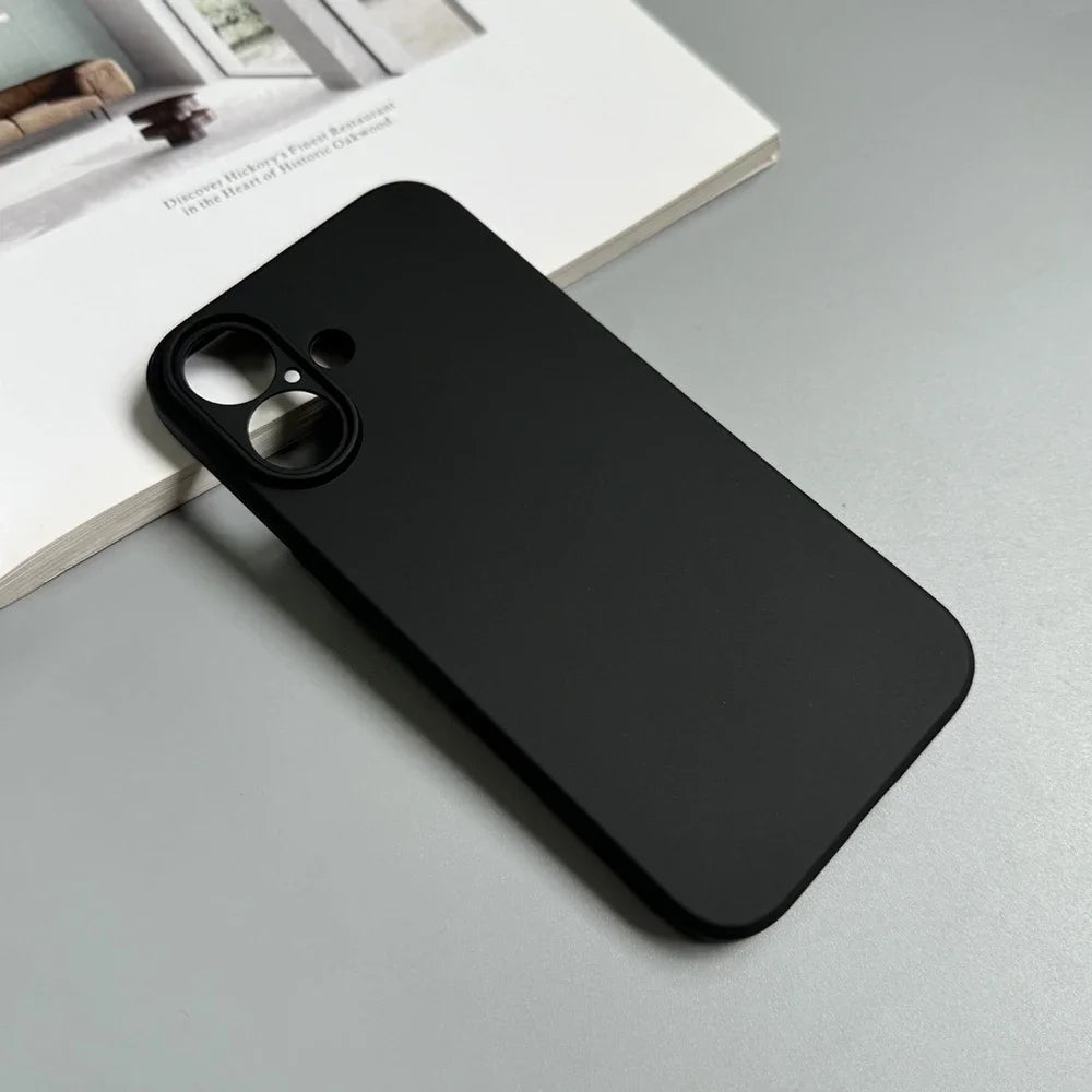 Coque de téléphone de luxe en silicone noir mat pour iPhone 17 Air 16 15 14 13 12 11 Pro Max 16 15 14 Plus, coque arrière souple en TPU