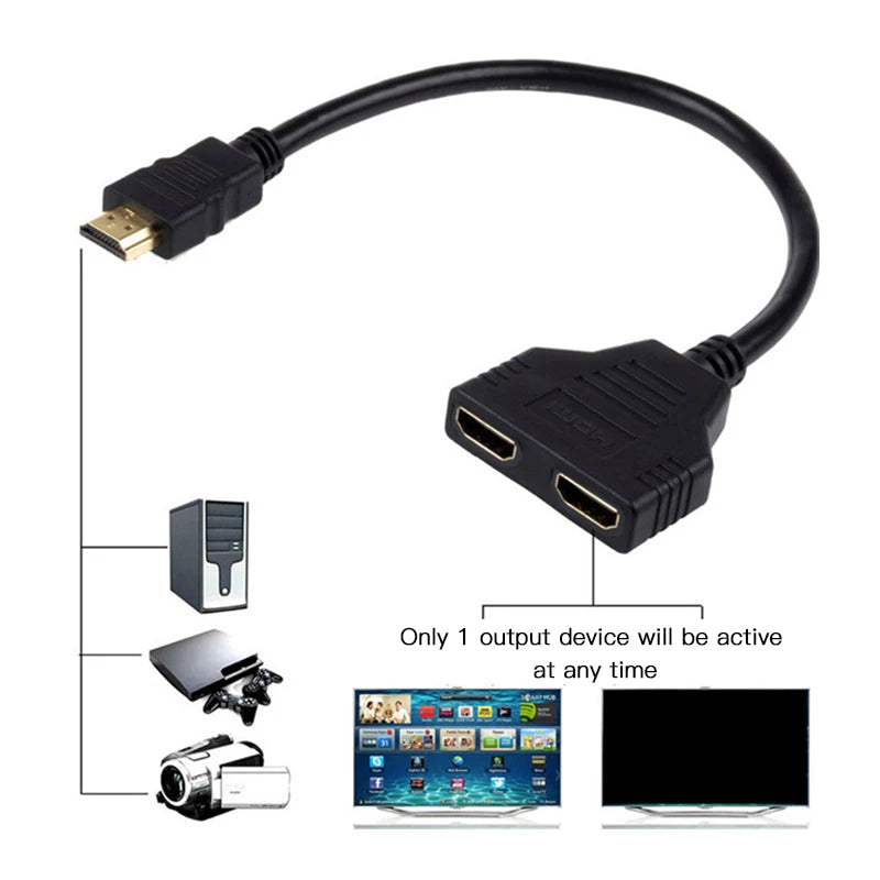HDTV 1 in 2 1080P HD Splitter Adapter Male To 2 Female Head Adapter HDTV Male To Female Conversion Cable