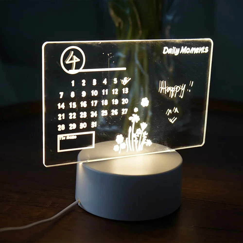 Veilleuse LED créative avec panneau de notes, USB, réinscriptible, lumière douce et chaude, idéale pour les enfants et les petites amies