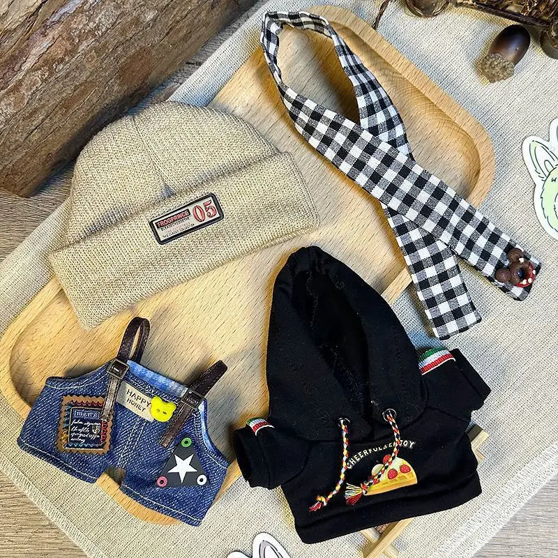 * Labubu  Second-Generation  Cool Hoodie Outfit With Hat  Character Doll Pendant Fashionable Clothing Accessories For Toys
