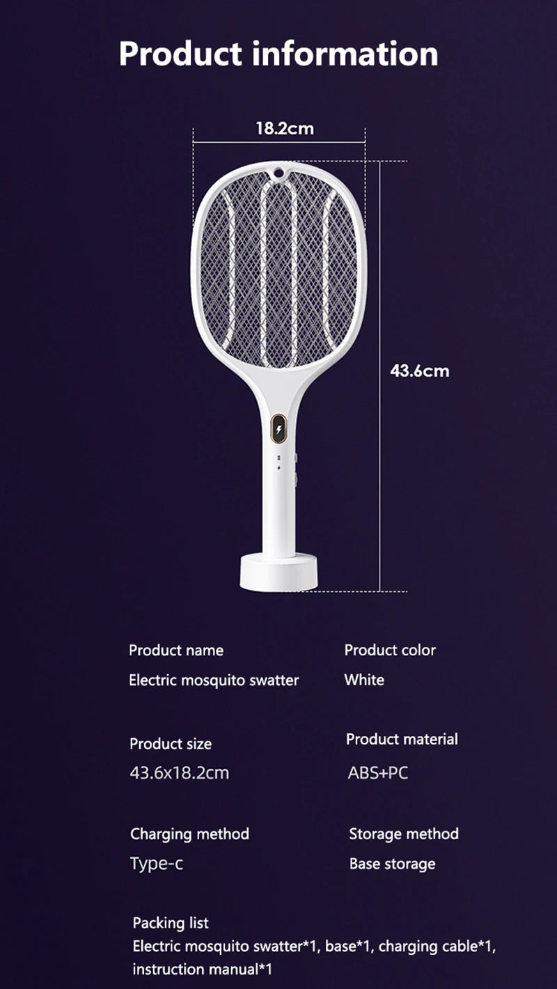 Xiaomi Purple Light Mosquito Swatter 3in1 Automatic Mosquito Trap 3000V Type-C Charging Household Electric Shock Mosquito Slayer