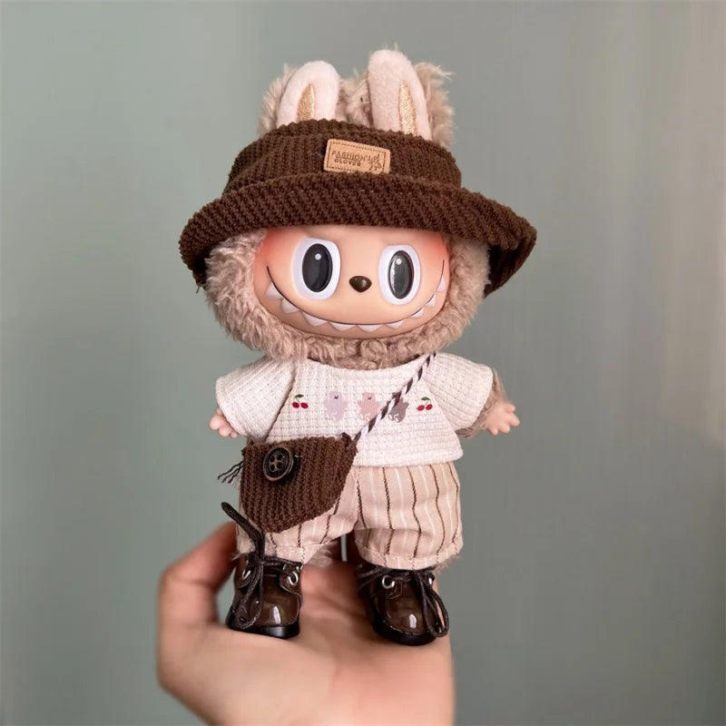 * Labubu Doll 17cm  V1 Generation Cute Labubu Doll Outfit Sports And Casual Suits Pendant Accessories Gifts For Kids And Fans