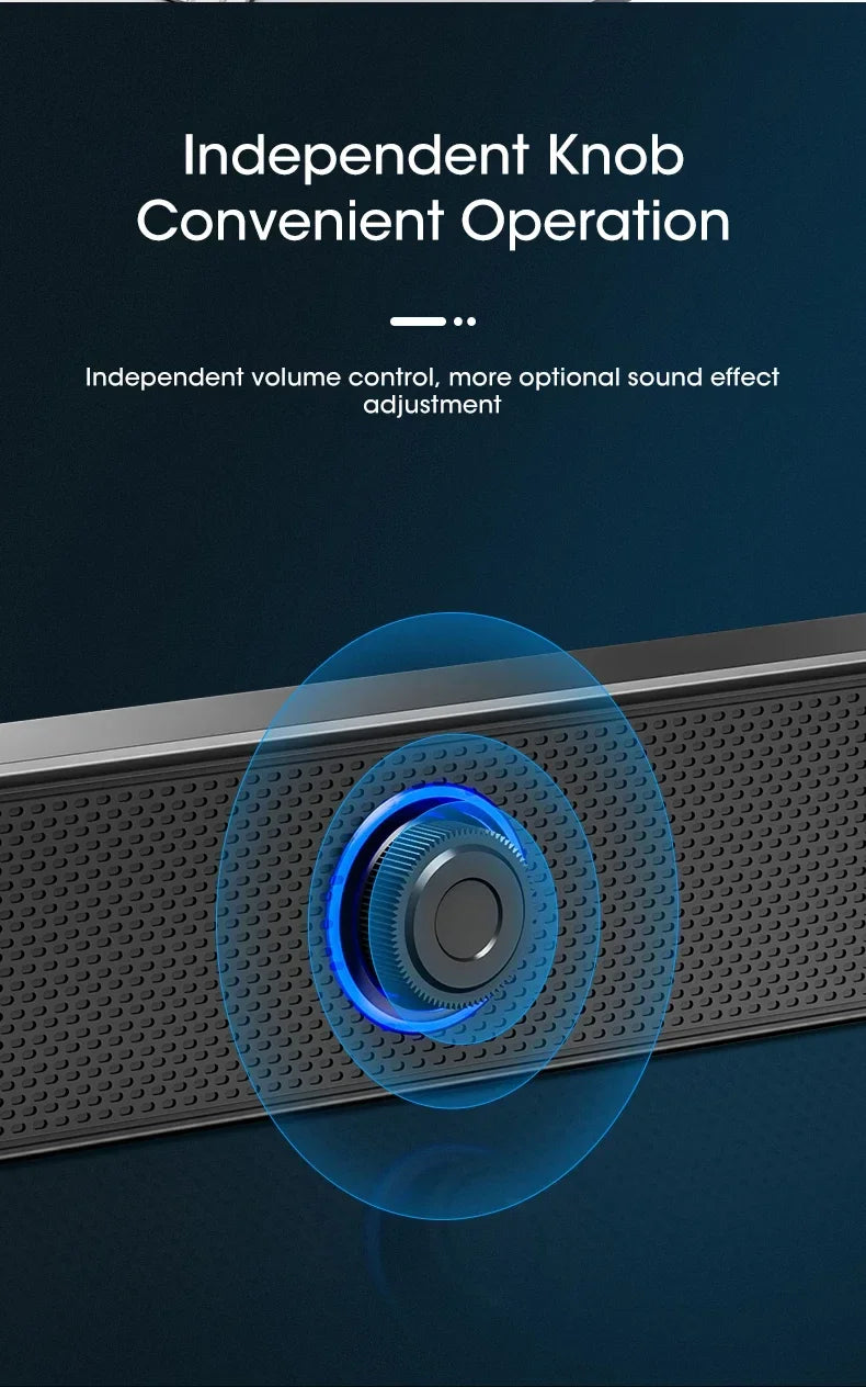 Barre de son PC filaire et sans fil Bluetooth, haut-parleur alimenté par USB pour téléviseur, ordinateur portable, jeux, cinéma maison, système audio surround