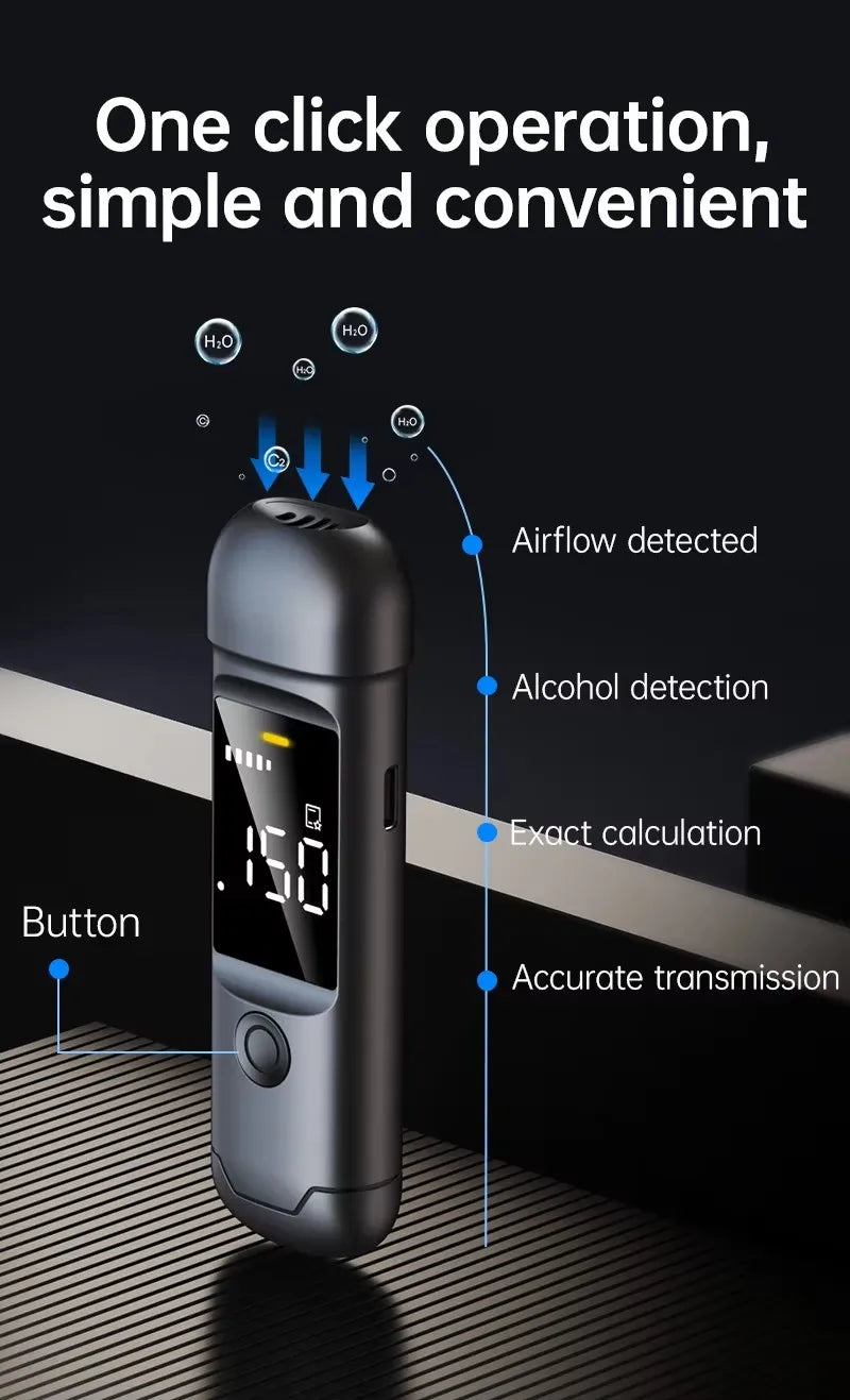 Alcohol Tester with LED Digital Display Alcoholic Detector Personal Quick Response Accuracy Breathalyzer Drink Driving
