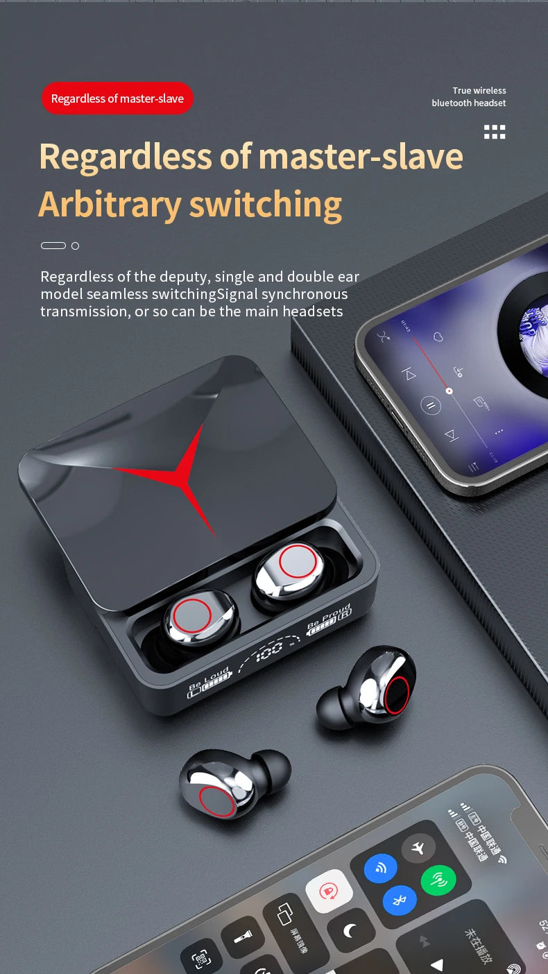 Nouveaux écouteurs Bluetooth 5.3 M90 Pro, casque sans fil à commande tactile, casque de jeu hi-fi stéréo à réduction de bruit avec micro