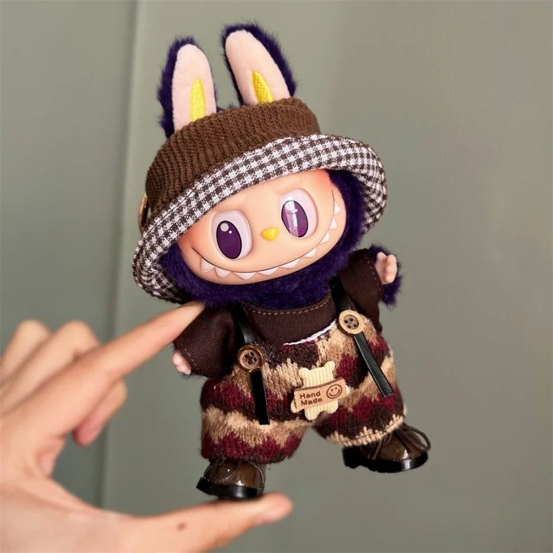 * Labubu Doll 17cm  V1 Generation Cute Labubu Doll Outfit Sports And Casual Suits Pendant Accessories Gifts For Kids And Fans