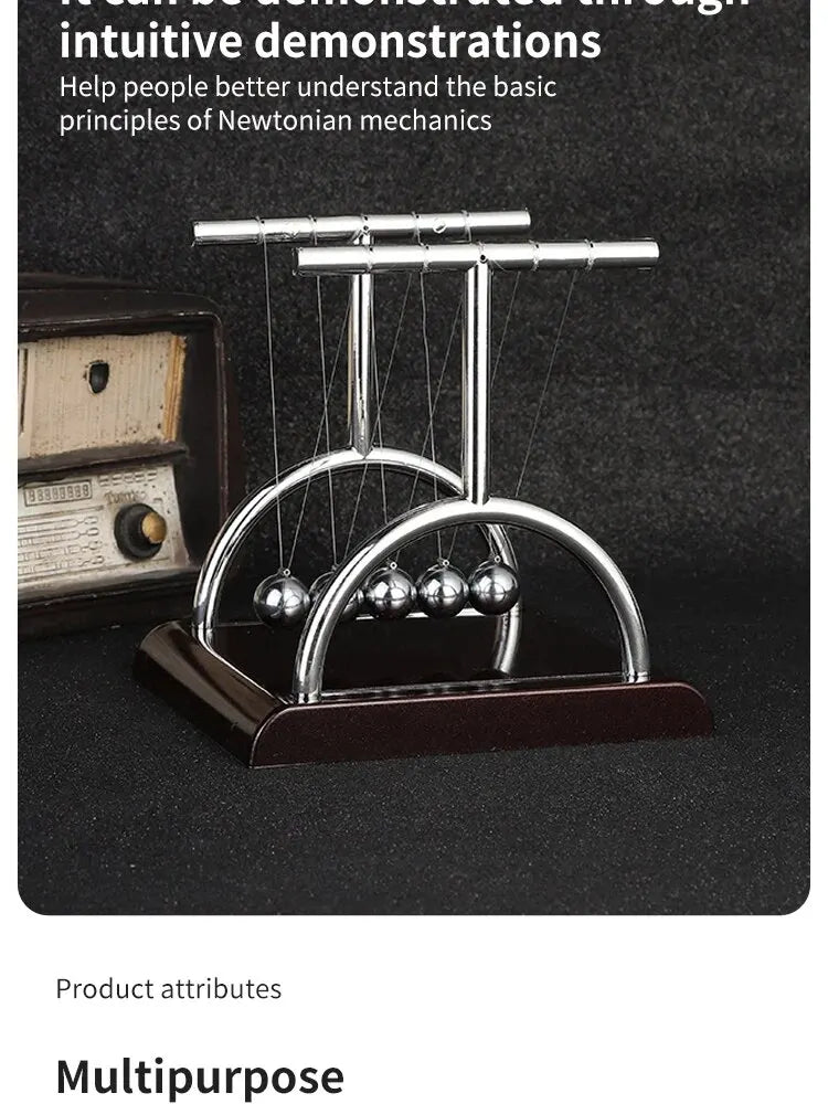 Berceau de Newton, balance à bille en acier, fournitures pédagogiques, pendule scientifique, jouets de bureau, cadeaux anti-stress, décoration de la maison