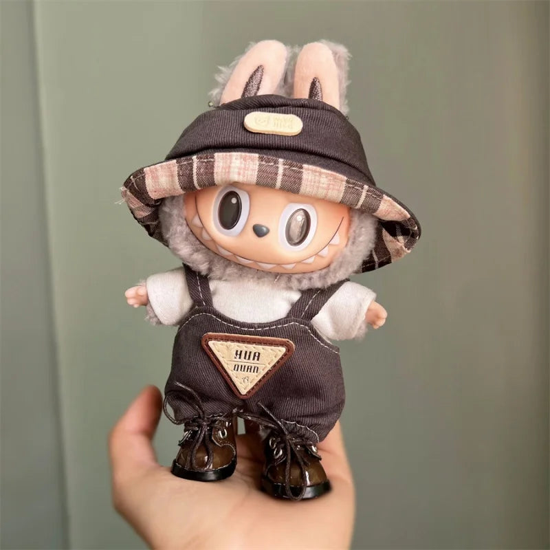 * Labubu Doll 17cm  V1 Generation Cute Labubu Doll Outfit Sports And Casual Suits Pendant Accessories Gifts For Kids And Fans