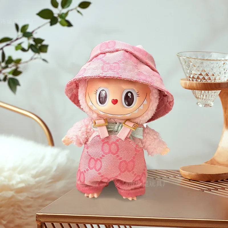* Labubu V3 Ubranka dla Lalki DIY Akcesoria do Makaroników Siedzącego na Impr Rybacki Ogrodniczki i Spodnie Garnitur Lalka Labbubu