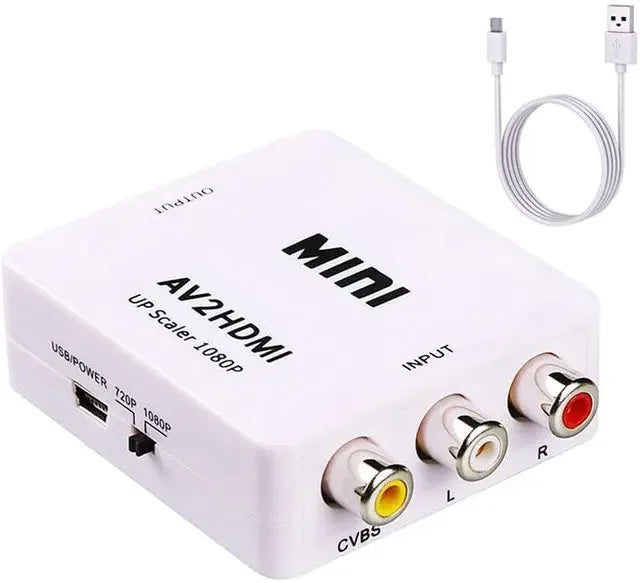 HD 1080P RCA AV to HDMI Converter Mini AV to HDMI RCA Composite CVBS Video Audio Adapter for PS2/3 VCR DVD to TV with USB Cable