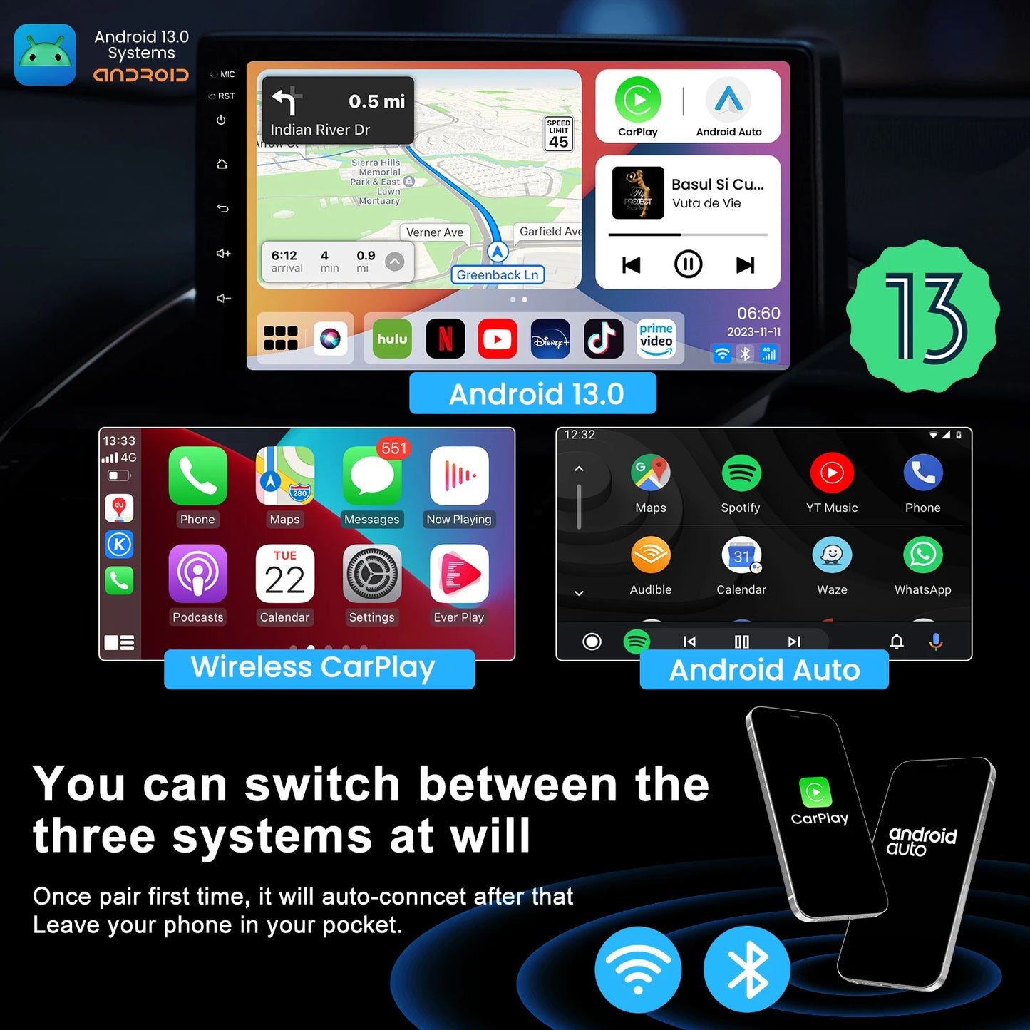 2025 MMB Max 4.0 Android13 Ultra Box QCM6125 8-Cores Wireless CarPlay Android Auto Ai Box 8+128G Auto Connection YouTube Netflix