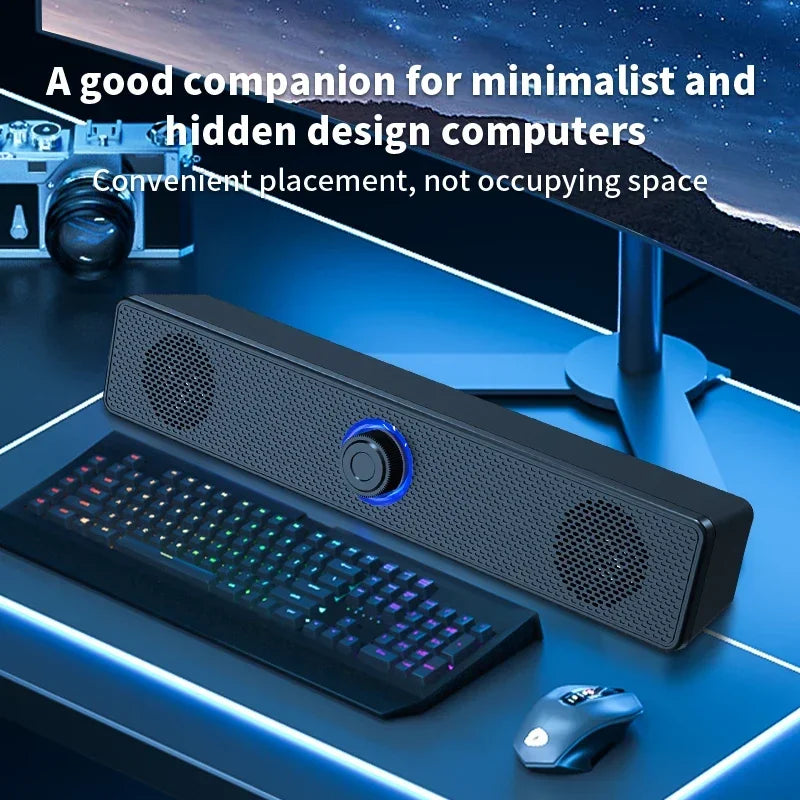 Barre de son PC filaire et sans fil Bluetooth, haut-parleur alimenté par USB pour téléviseur, ordinateur portable, jeux, cinéma maison, système audio surround