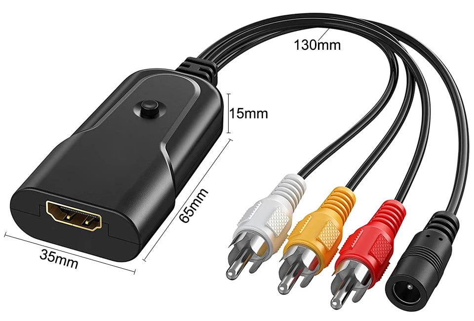 HDMI-compatible TO AV/RCA CVBS Mini Adapter HD 2AV HD for AV (CVBS) for PS3/PC/VCR/NTSC