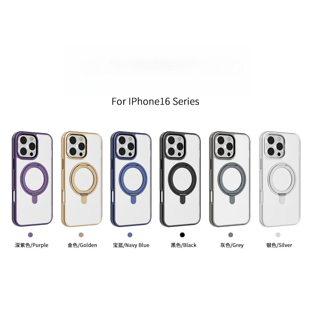 For IPhone 16 15 14 13 Pro Max Plus 360° Rotating Magnetic Stand Phone Case Anti-Drop Magnetic Shell 15-Pin Phone Case