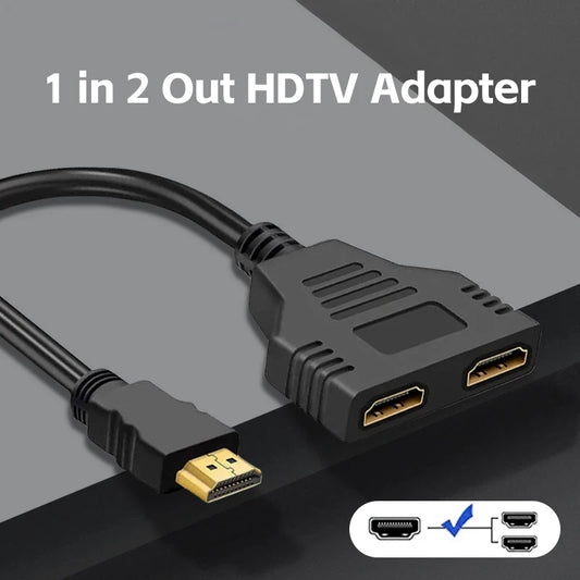 HDTV 1 in 2 1080P HD Splitter Adapter Male To 2 Female Head Adapter HDTV Male To Female Conversion Cable