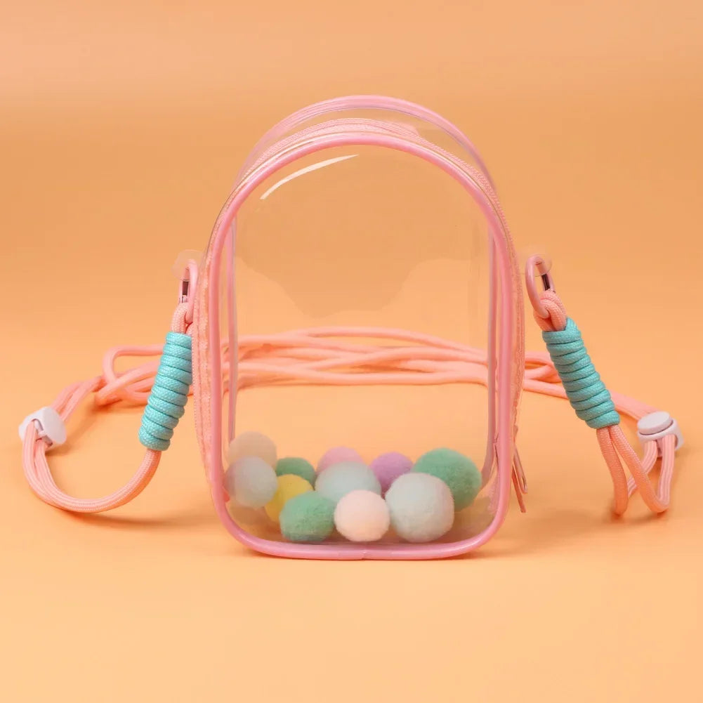 * Labubu Protect Case Labubu Sitting Party 15cm Cotton Doll Shoulder Pain Bag PVC Storage Bag Labubu Walk Bag Dustproof