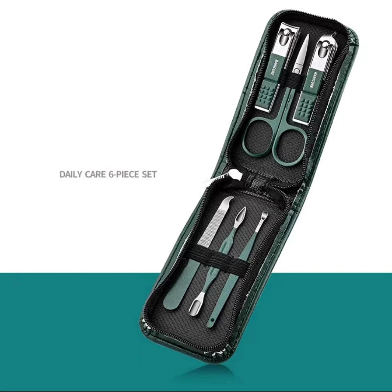 Ensemble de ciseaux à ongles haut de gamme pour hommes et femmes, coupe-ongles spéciaux, outils de manucure et de beauté, 6 pièces, portables