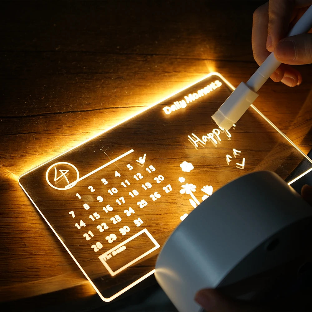 Veilleuse LED créative avec panneau de notes, USB, réinscriptible, lumière douce et chaude, idéale pour les enfants et les petites amies