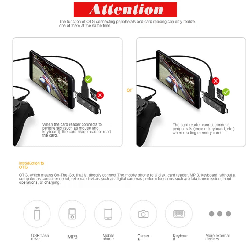New 5 in 1 Multifunction USB 2.0 Type C USB Micro USB SD TF Memory Card Reader for Android Computer Dock OTG Type C Adapter