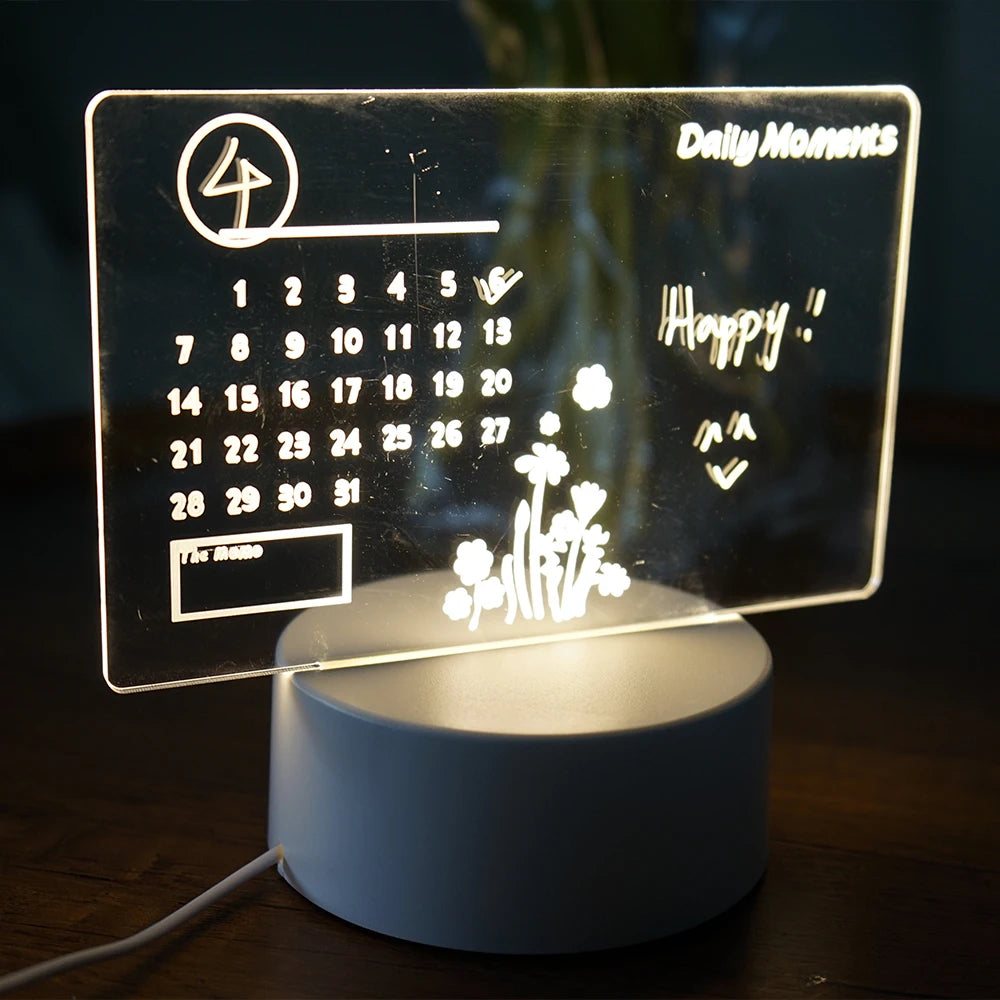 Veilleuse LED créative avec panneau de notes, USB, réinscriptible, lumière douce et chaude, idéale pour les enfants et les petites amies