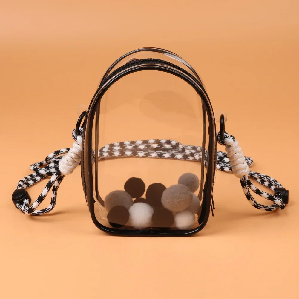 * Labubu Protect Case Labubu Sitting Party 15cm Cotton Doll Shoulder Pain Bag PVC Storage Bag Labubu Walk Bag Dustproof