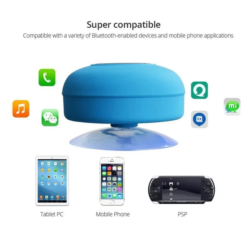 Mini enceinte Bluetooth pour douche, caisson de basses, étanche, mains libres, avec micro à ventouse, pour salle de bain, piscine, plage, voiture, téléphone