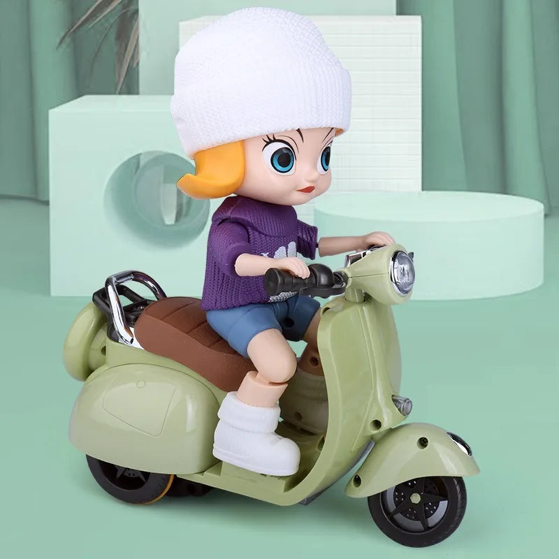 * Labubu Doll Mini Electric Motorcycle,labubu Doll Accessories, Fun Cute Doll Toys,With Lights and Music,DIY Kid Christmas Gift