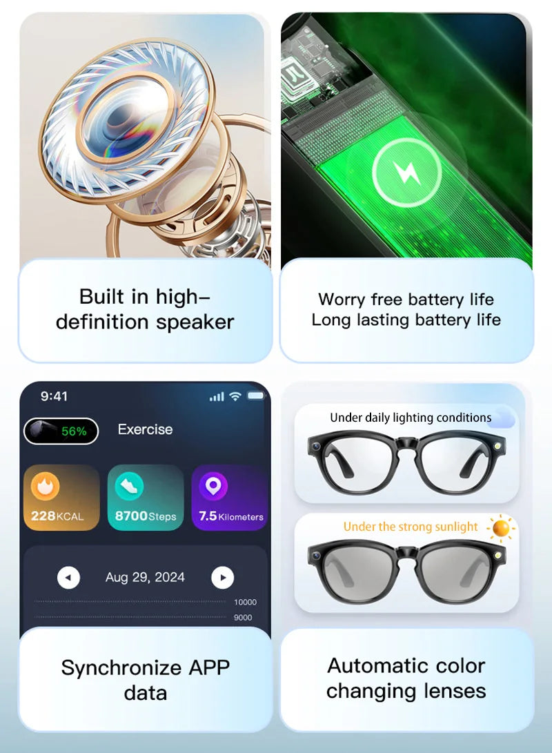Xiaomi AI Smart Camera Glasses 200MP Bluetooth Smart Glasses Call Playing Music Object Recognition AI Translation Multifunction