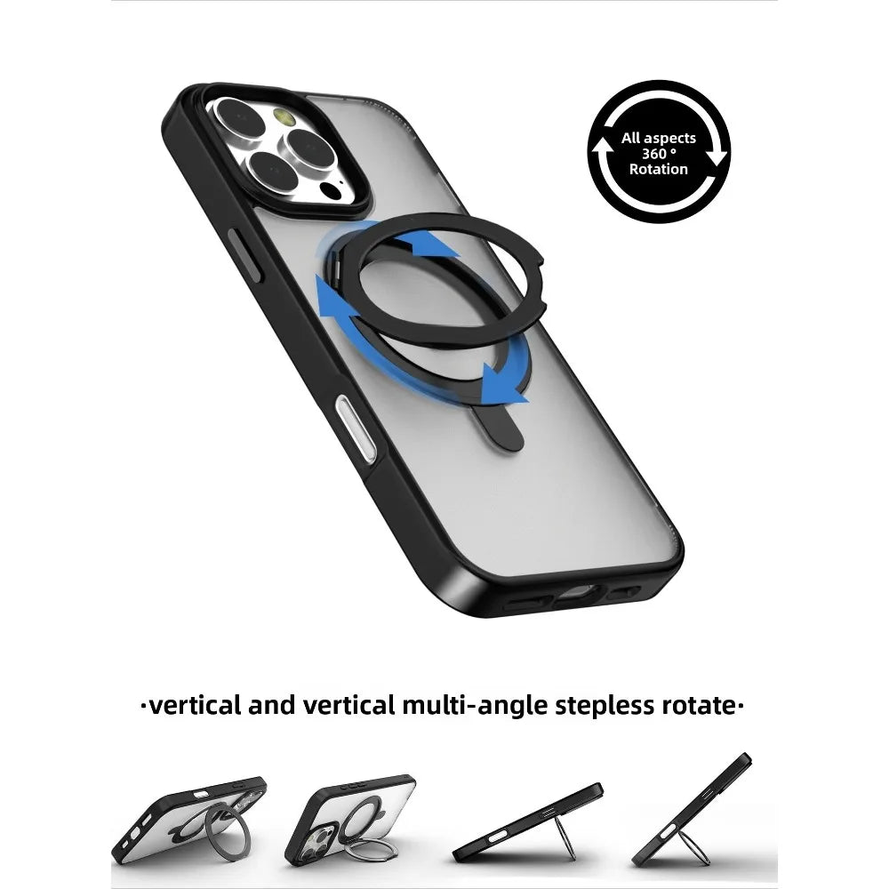 For IPhone 16 15 14 13 Pro Max Plus 360° Rotating Magnetic Stand Phone Case Anti-Drop Magnetic Shell 15-Pin Phone Case