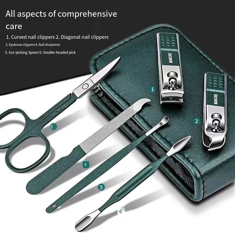 Ensemble de ciseaux à ongles haut de gamme pour hommes et femmes, coupe-ongles spéciaux, outils de manucure et de beauté, 6 pièces, portables