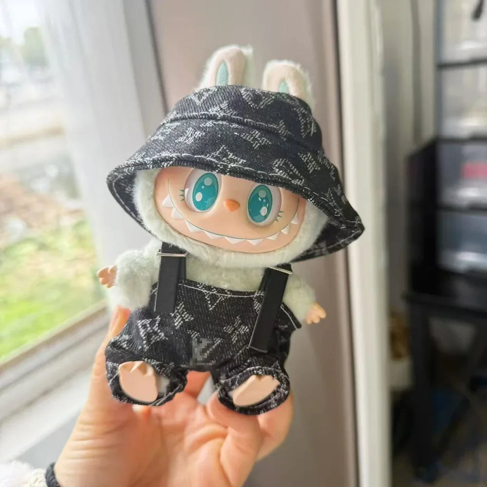 * Labubu V3 Ubranka dla Lalki DIY Akcesoria do Makaroników Siedzącego na Impr Rybacki Ogrodniczki i Spodnie Garnitur Lalka Labbubu