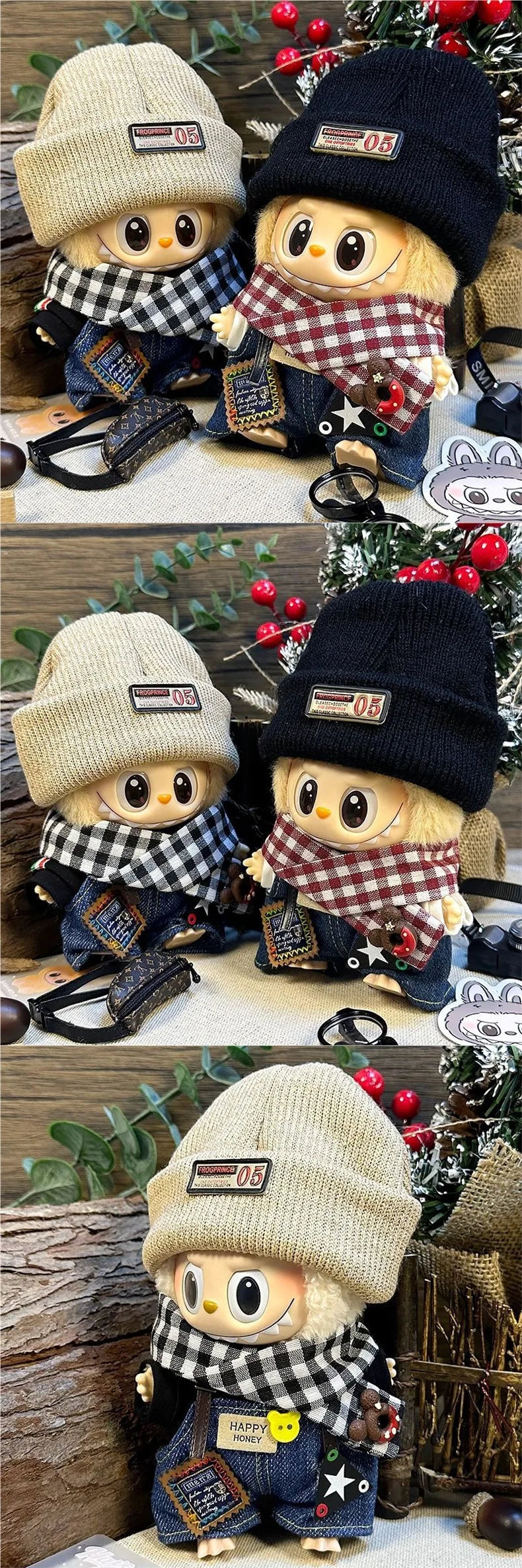 * Labubu  Second-Generation  Cool Hoodie Outfit With Hat  Character Doll Pendant Fashionable Clothing Accessories For Toys