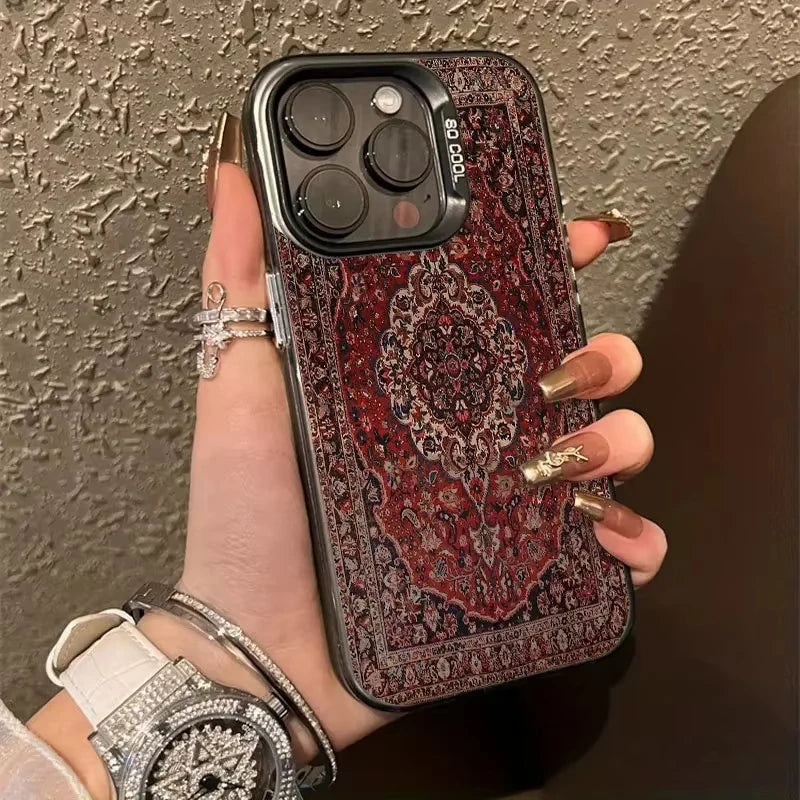 Coque de téléphone pour iPhone 16 15 13 11 12 14 Pro Max X XS XR SE 2022 7 8 13 16 Plus Motifs ethniques rétro américains nordiques