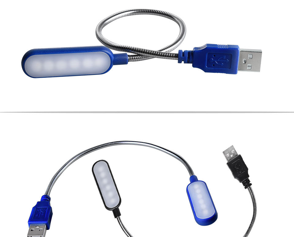 Portable USB LED Mini Book Light Reading Light Table Lamp Flexible 6leds USB Lamp for Power Bank Laptop Notebook PC Computer