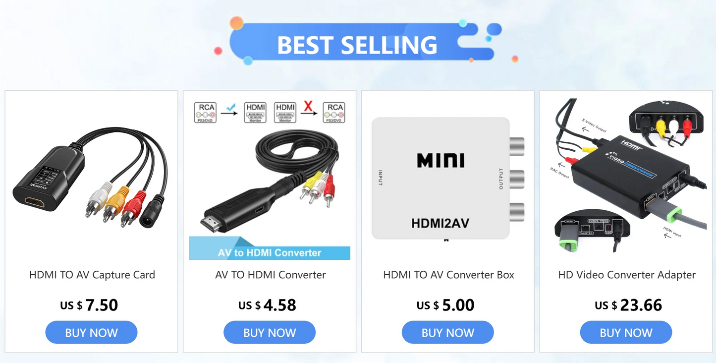 HDMI-compatible TO AV/RCA CVBS Mini Adapter HD 2AV HD for AV (CVBS) for PS3/PC/VCR/NTSC