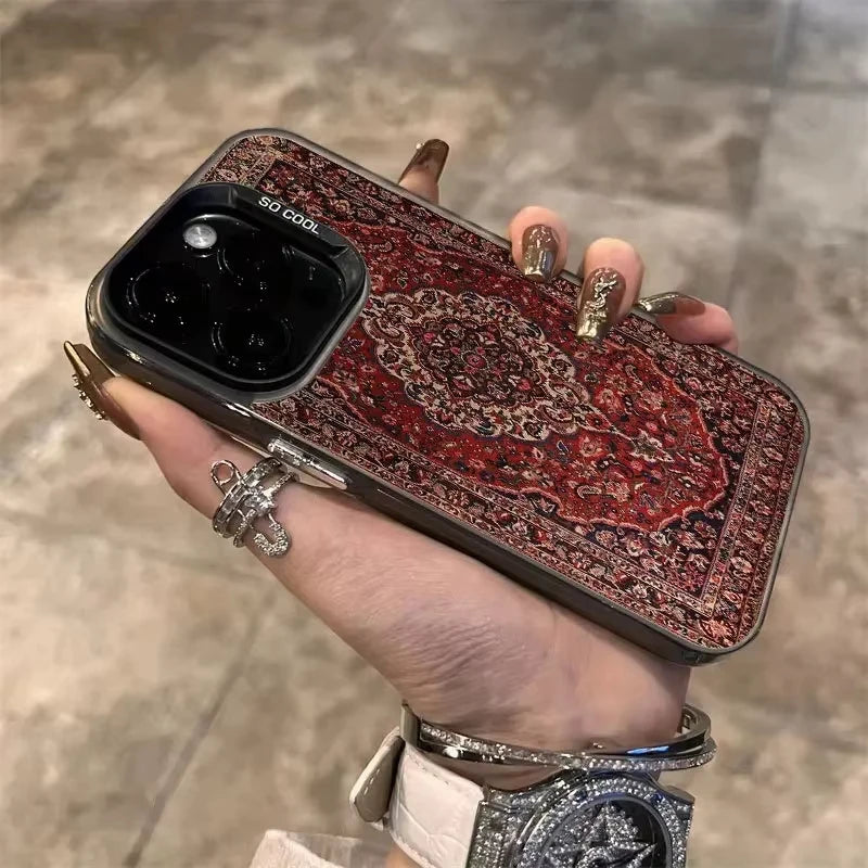 Coque de téléphone pour iPhone 16 15 13 11 12 14 Pro Max X XS XR SE 2022 7 8 13 16 Plus Motifs ethniques rétro américains nordiques