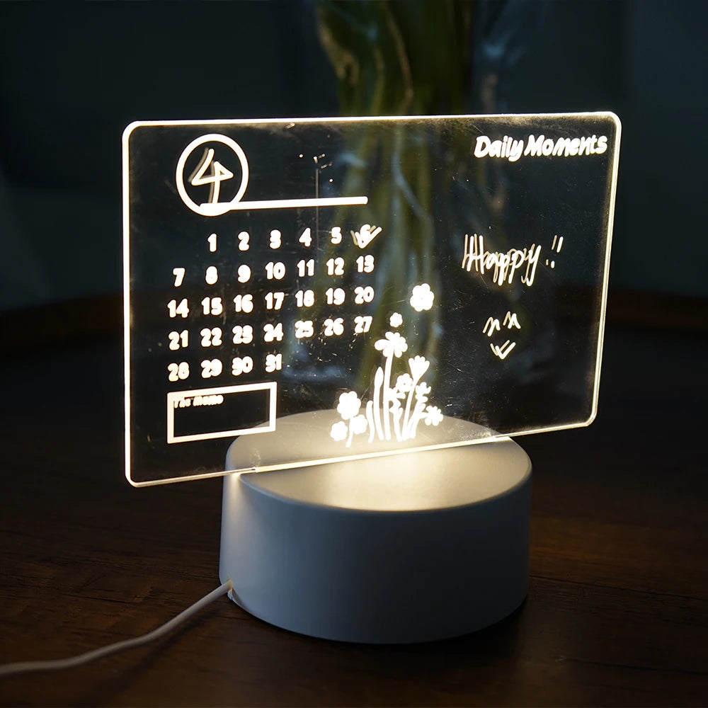 Veilleuse LED créative avec panneau de notes, USB, réinscriptible, lumière douce et chaude, idéale pour les enfants et les petites amies