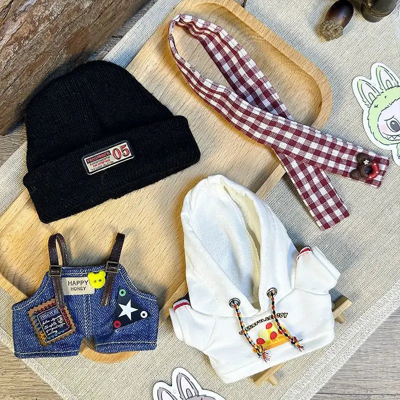 * Labubu  Second-Generation  Cool Hoodie Outfit With Hat  Character Doll Pendant Fashionable Clothing Accessories For Toys