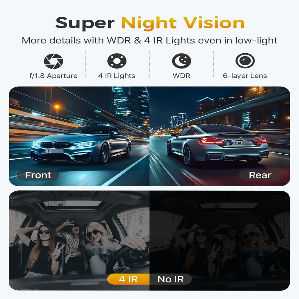 WIFI 3 Channel Car DVR HD 1080P 3-Lens Inside Vehicle Dash CamThree Way Camera DVRs Recorder Video Registrator Dashcam Camcorder