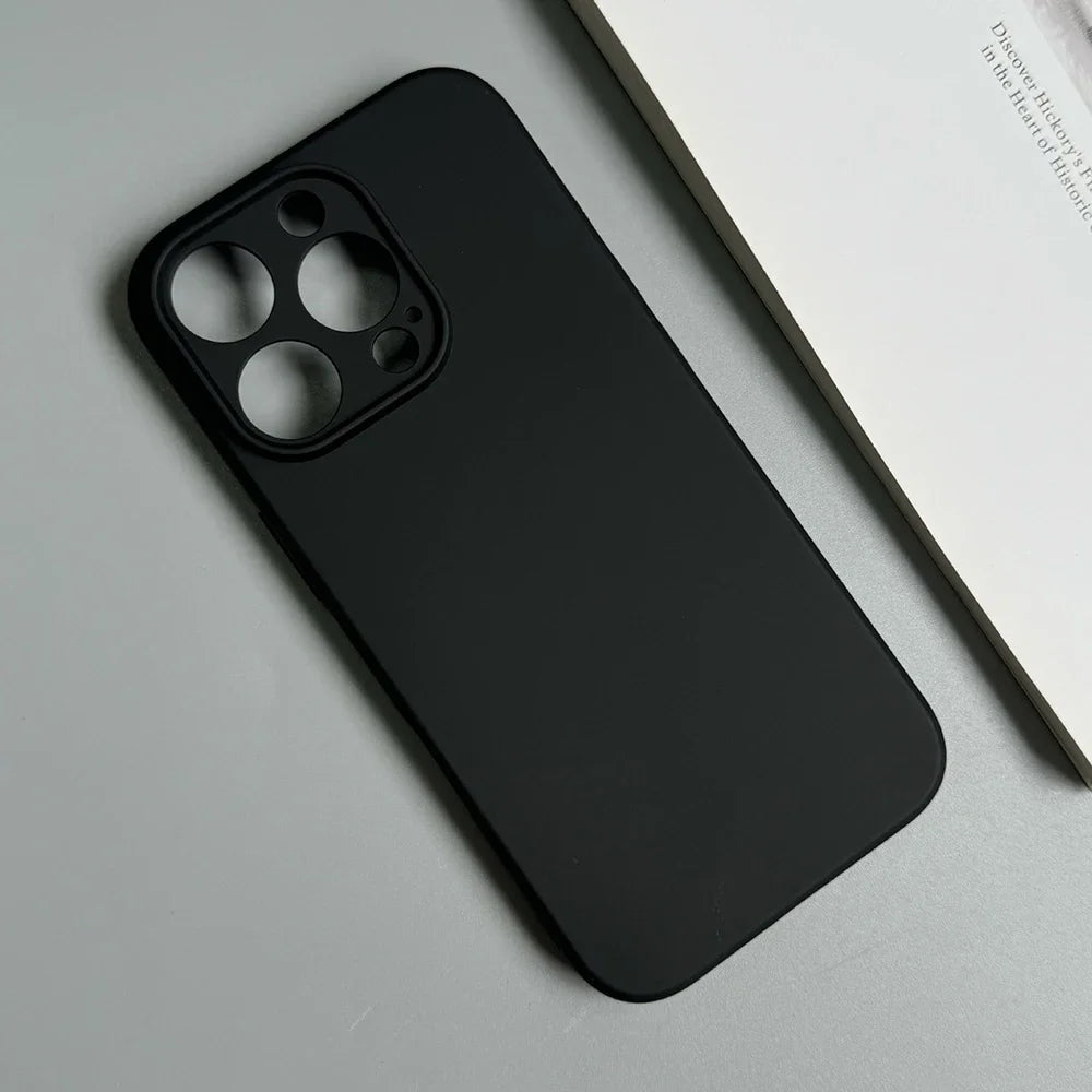 Coque de téléphone de luxe en silicone noir mat pour iPhone 17 Air 16 15 14 13 12 11 Pro Max 16 15 14 Plus, coque arrière souple en TPU
