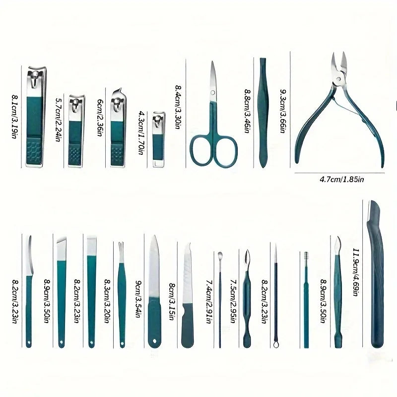 Kit de soins des ongles professionnel 7/10/12/18 pièces, ensemble de manucure et pédicure en acier inoxydable, ensemble de coupe-ongles avec étui de voyage