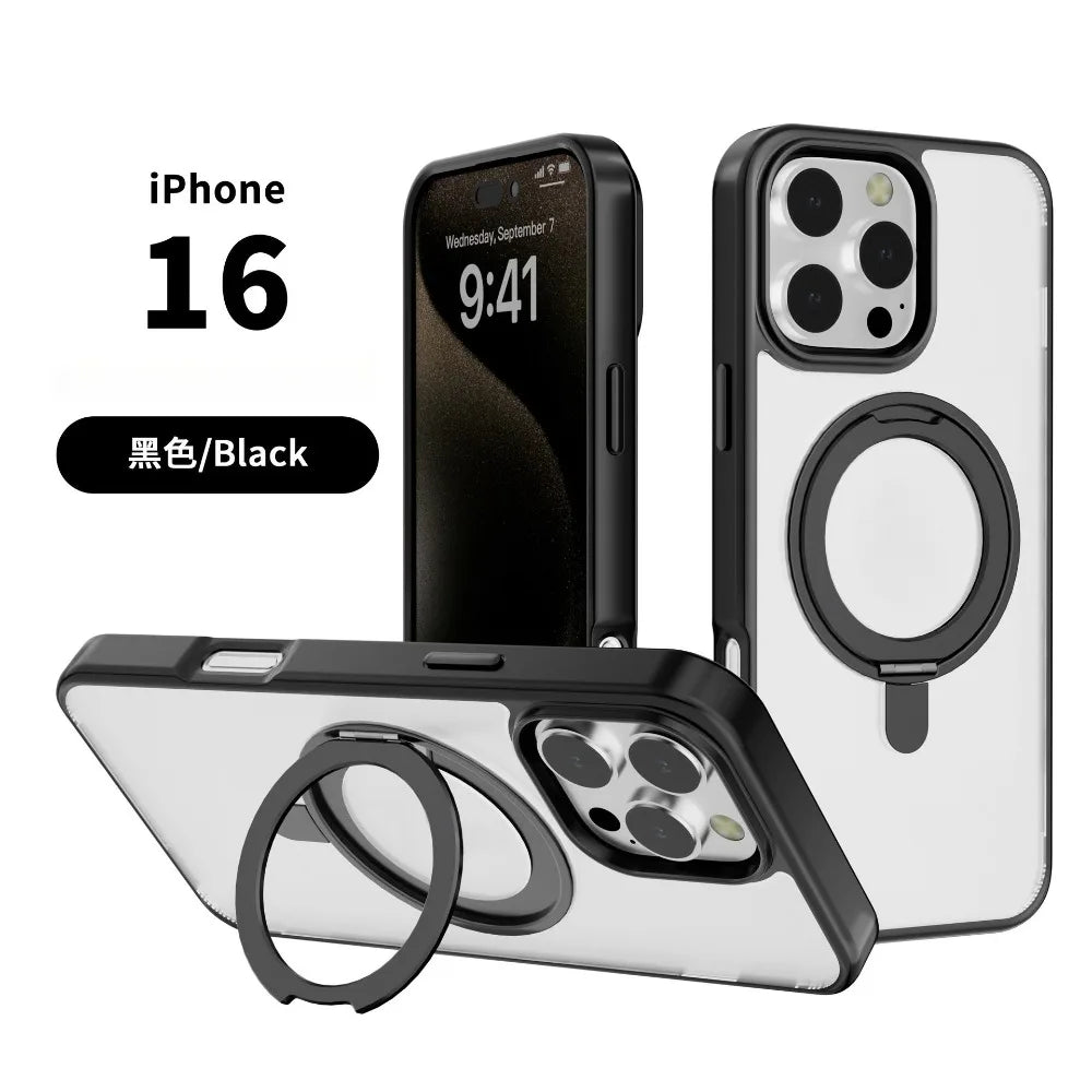 For IPhone 16 15 14 13 Pro Max Plus 360° Rotating Magnetic Stand Phone Case Anti-Drop Magnetic Shell 15-Pin Phone Case