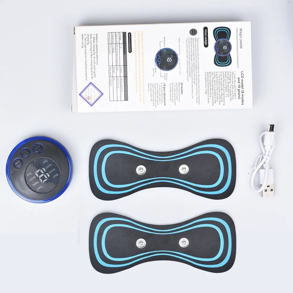 Mini masseur de cou électrique EMS, patch de massage pour les vertèbres cervicales et dorsales, 8 modes, soulage la fatigue musculaire