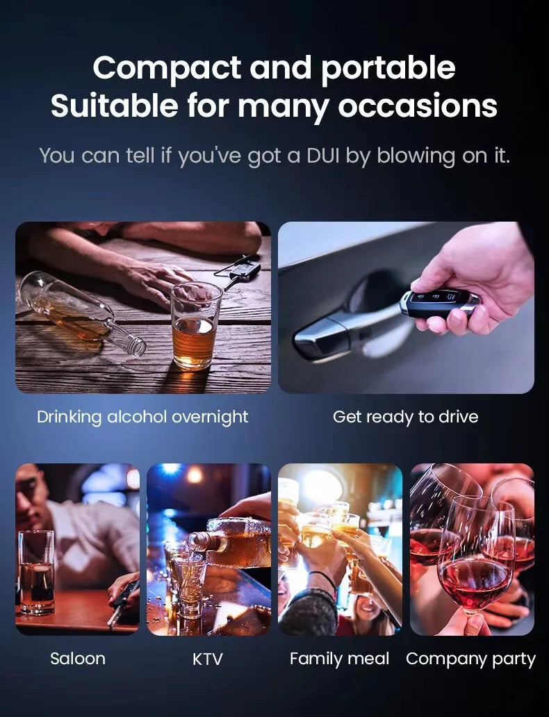 Alcohol Tester with LED Digital Display Alcoholic Detector Personal Quick Response Accuracy Breathalyzer Drink Driving