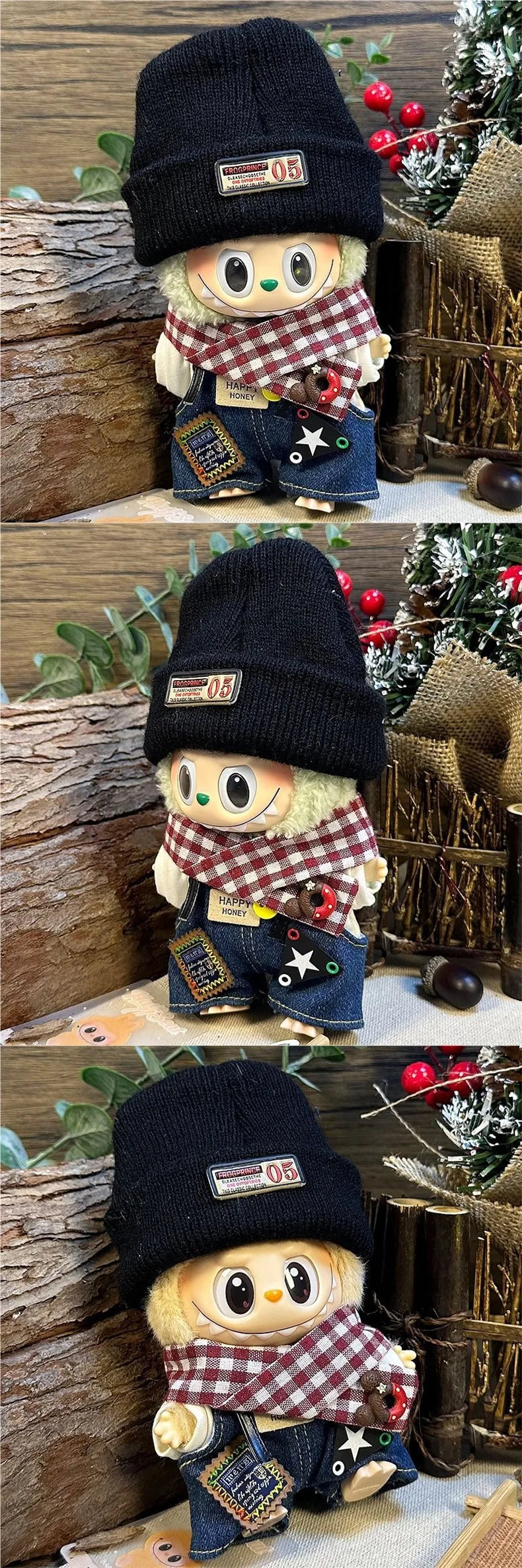 * Labubu  Second-Generation  Cool Hoodie Outfit With Hat  Character Doll Pendant Fashionable Clothing Accessories For Toys